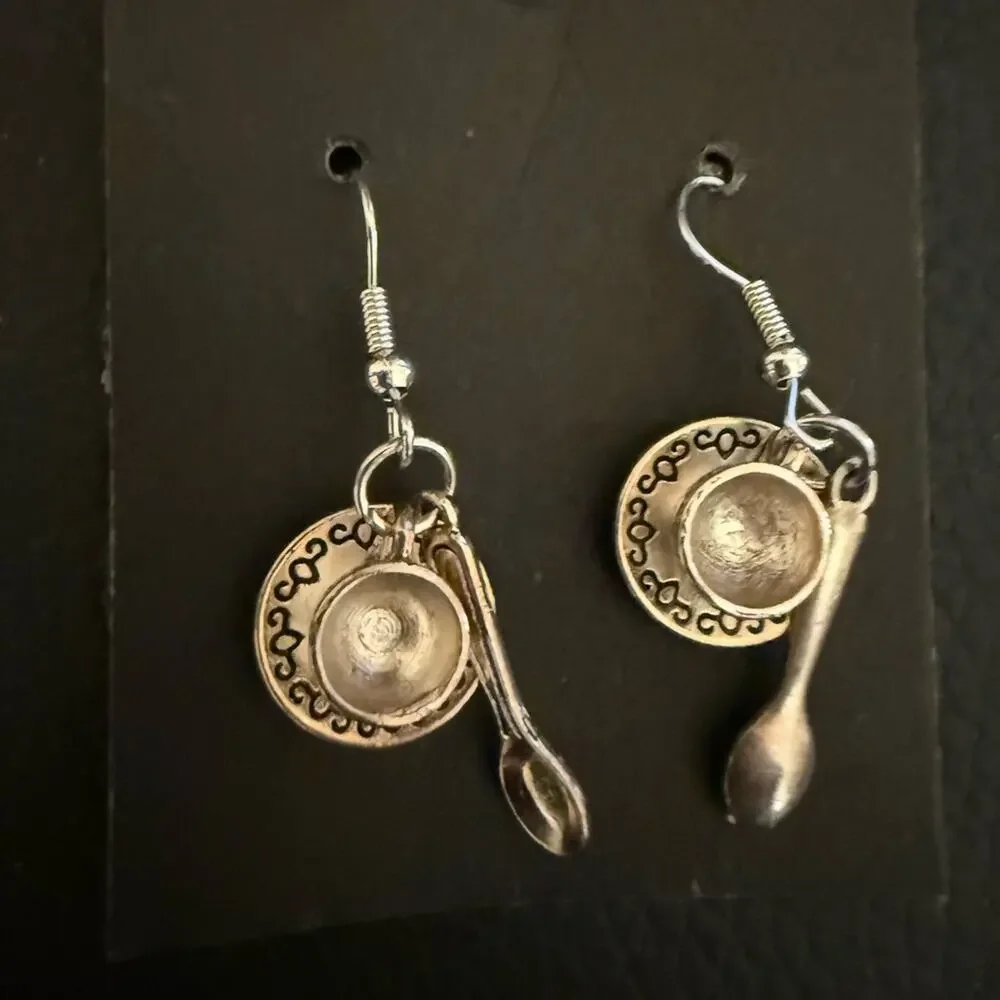 Silver Spoon and Bowl Earrings